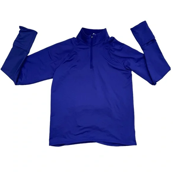 ATHLETA 1/4 Zip with Thumb Holes and Back Zipper Pocket Size Small Purple - Picture 3 of 10